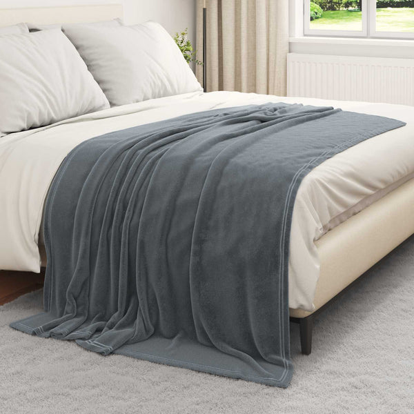 Fleece Decken 6er-Set Dunkelgrau 150x200 cm
