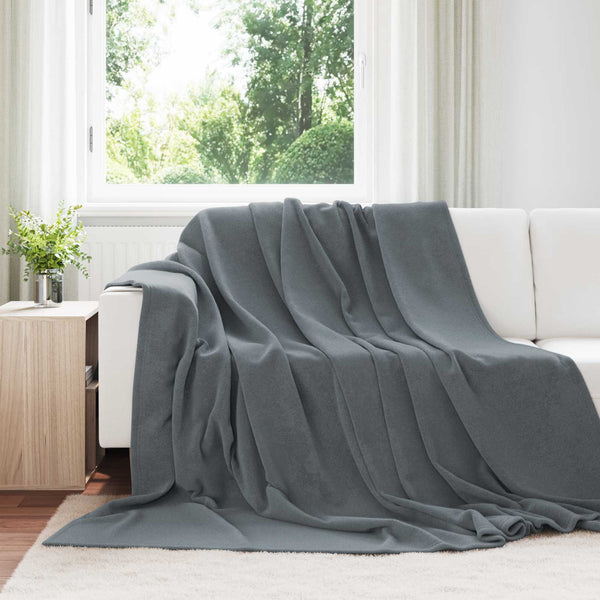 Fleece Decken 6er-Set Dunkelgrau 220x240 cm