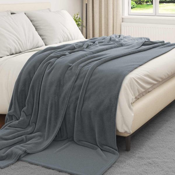 Fleece Decken 6er-Set Dunkelgrau 220x240 cm