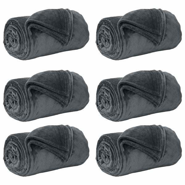 Fleece Decken 6er-Set Dunkelgrau 220x240 cm