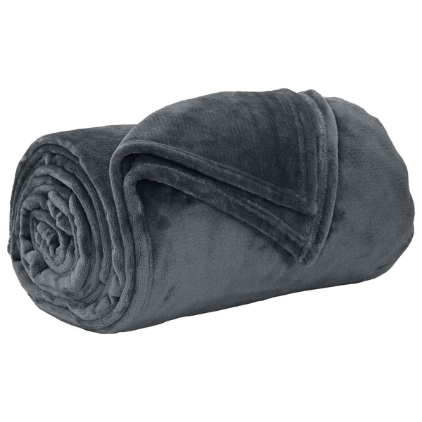 Fleece Decken 6er-Set Dunkelgrau 220x240 cm