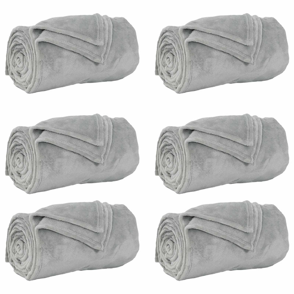 vidaXL Couvertures 6 pcs Gris 240 x 270 cm Polaire