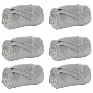 Fleece Decken 6er-Set Grau 240x270 cm