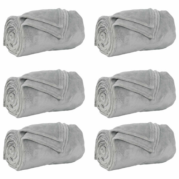 Fleece Decken 6er-Set Grau 240x270 cm
