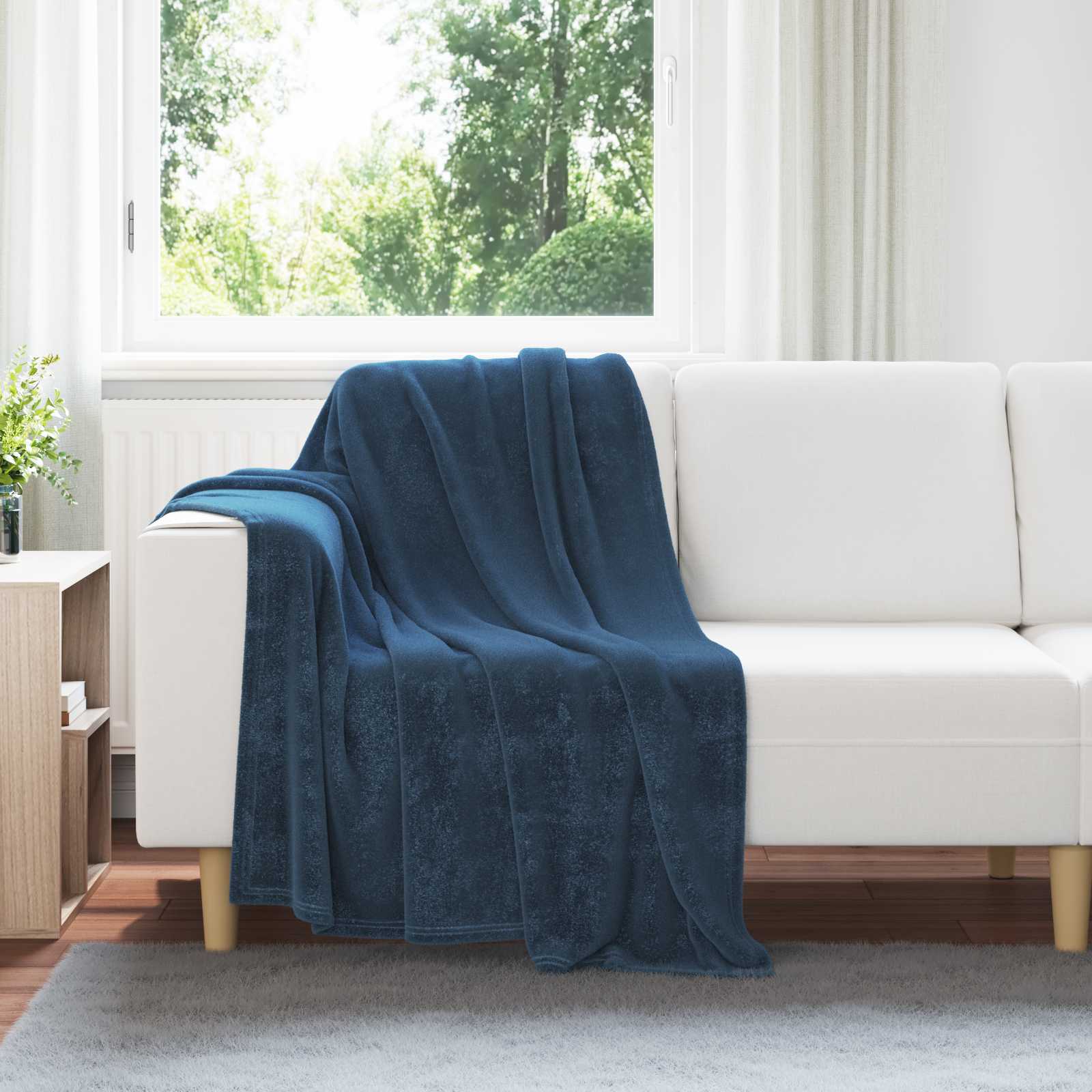 Marineblaue Fleece Decken 6er-Set