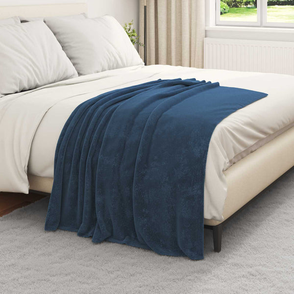 Marineblaue Fleece Decken 6er-Set