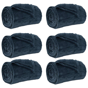 vidaXL Couvertures d'intérieur 6 pcs Bleu marine 150 x 200 cm Polaire