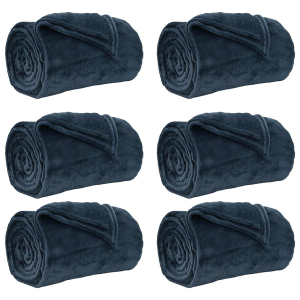 Marineblaue Fleece Decken 220x240cm, 6er-Set