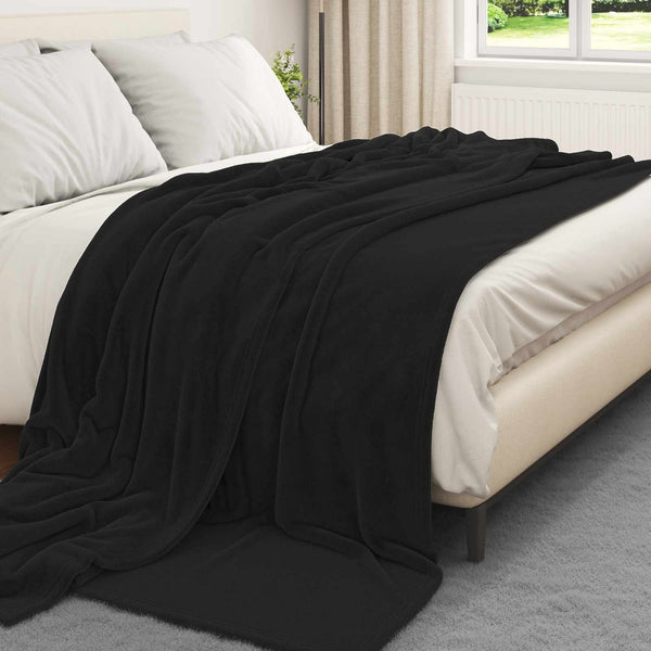 Schwarze Fleece Wohndecken 220x240 cm, 6er-Set