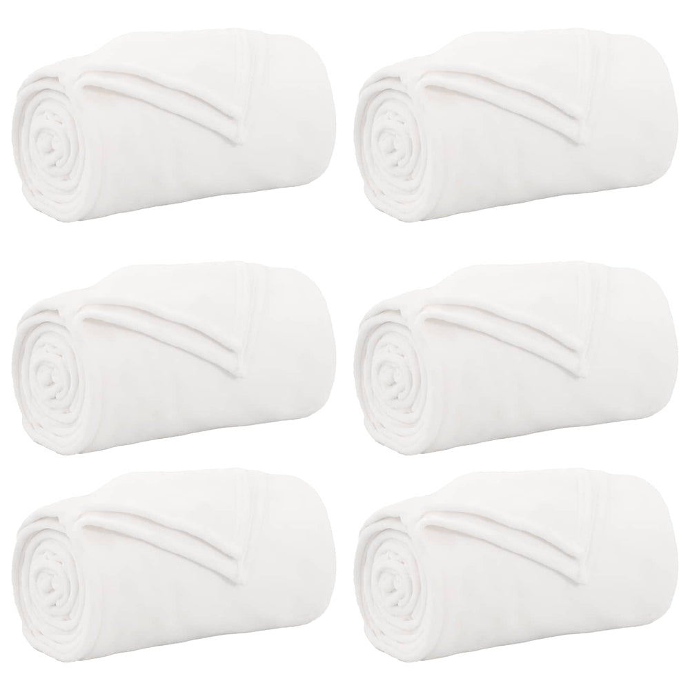 Fleece Decken 6er-Set Weiß 150x200 cm