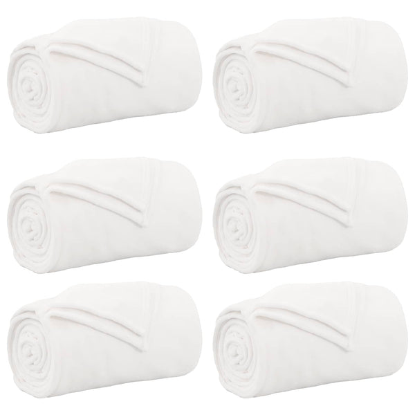 Fleece Decken 6er-Set Weiß 150x200 cm