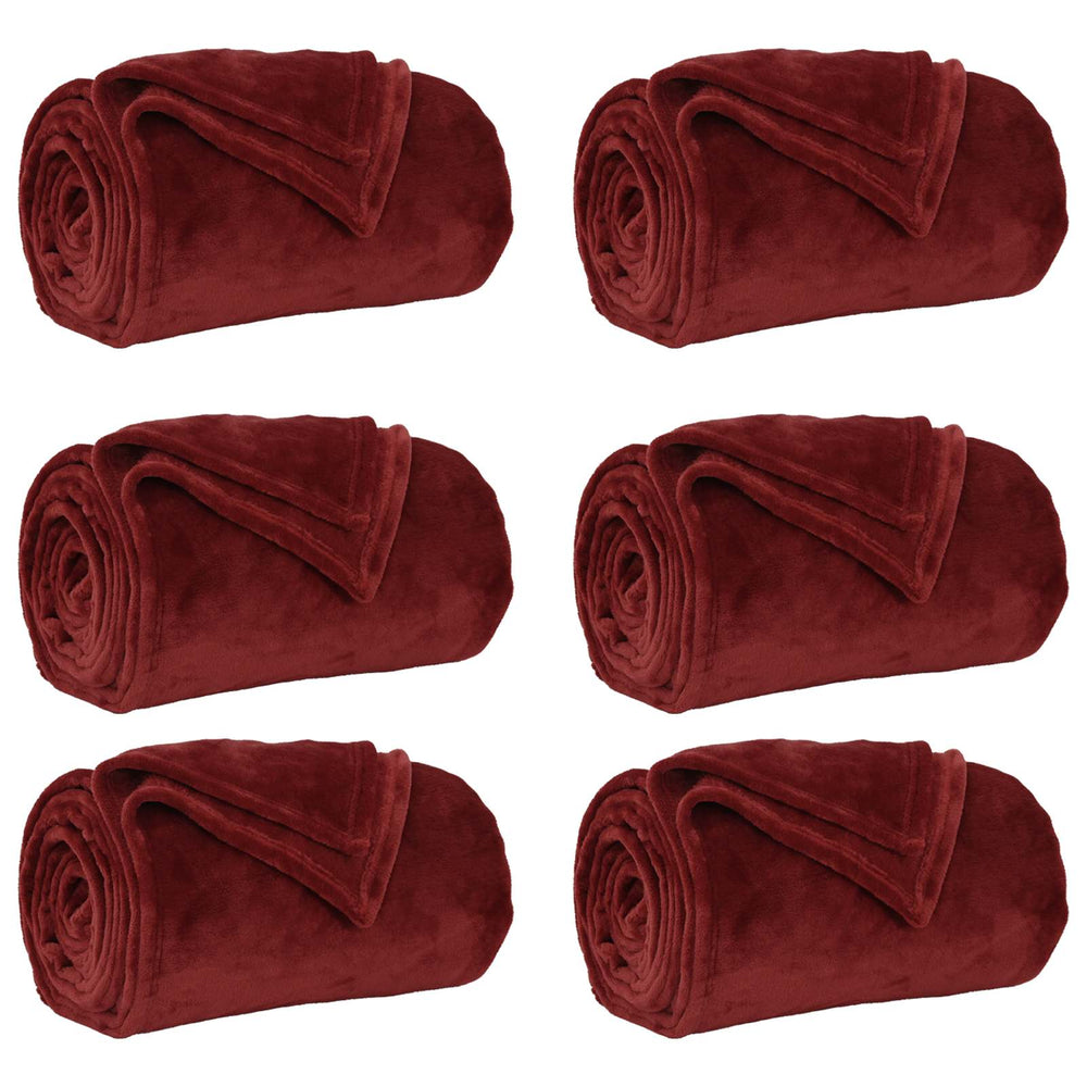 vidaXL Jetés de canapé 6 pcs Bordeaux 220 x 240 cm Polaire