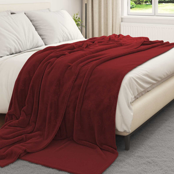 Fleece Decken Bordeauxrot 240x270 cm, 6er-Set