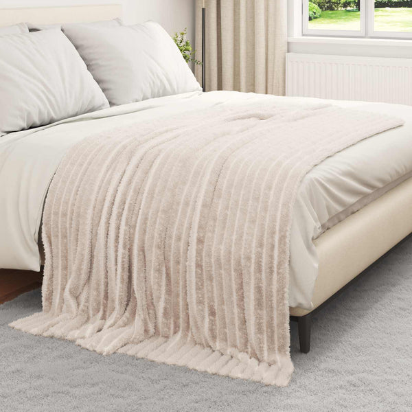 Beige Fleece Überwurfdecke 200x150 cm