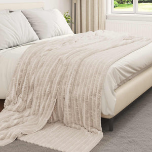 Beige Fleece Überwurfdecke 270x240 cm