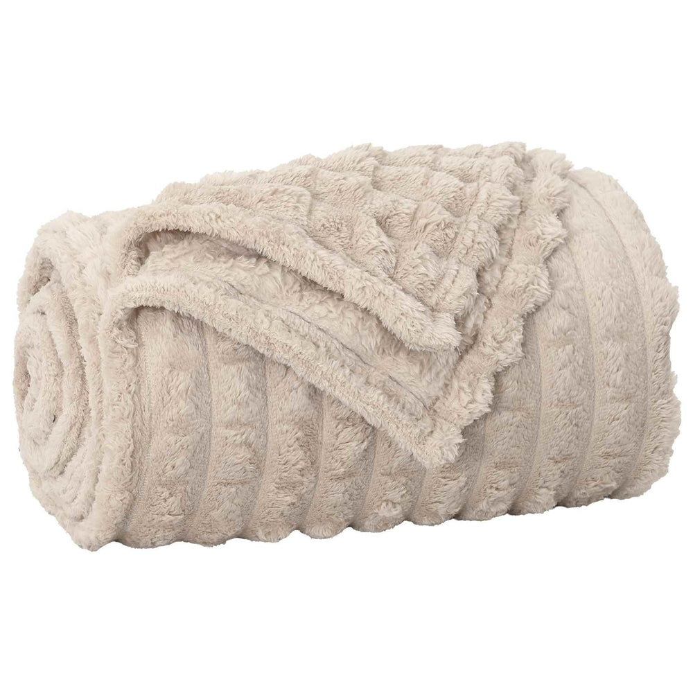 vidaXL Jeté de canapé en polaire beige 270 x 240 cm