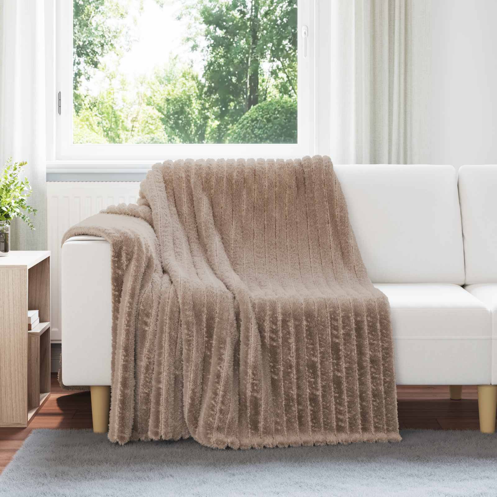 Kamel Fleece Überwurfdecke 200x150 cm