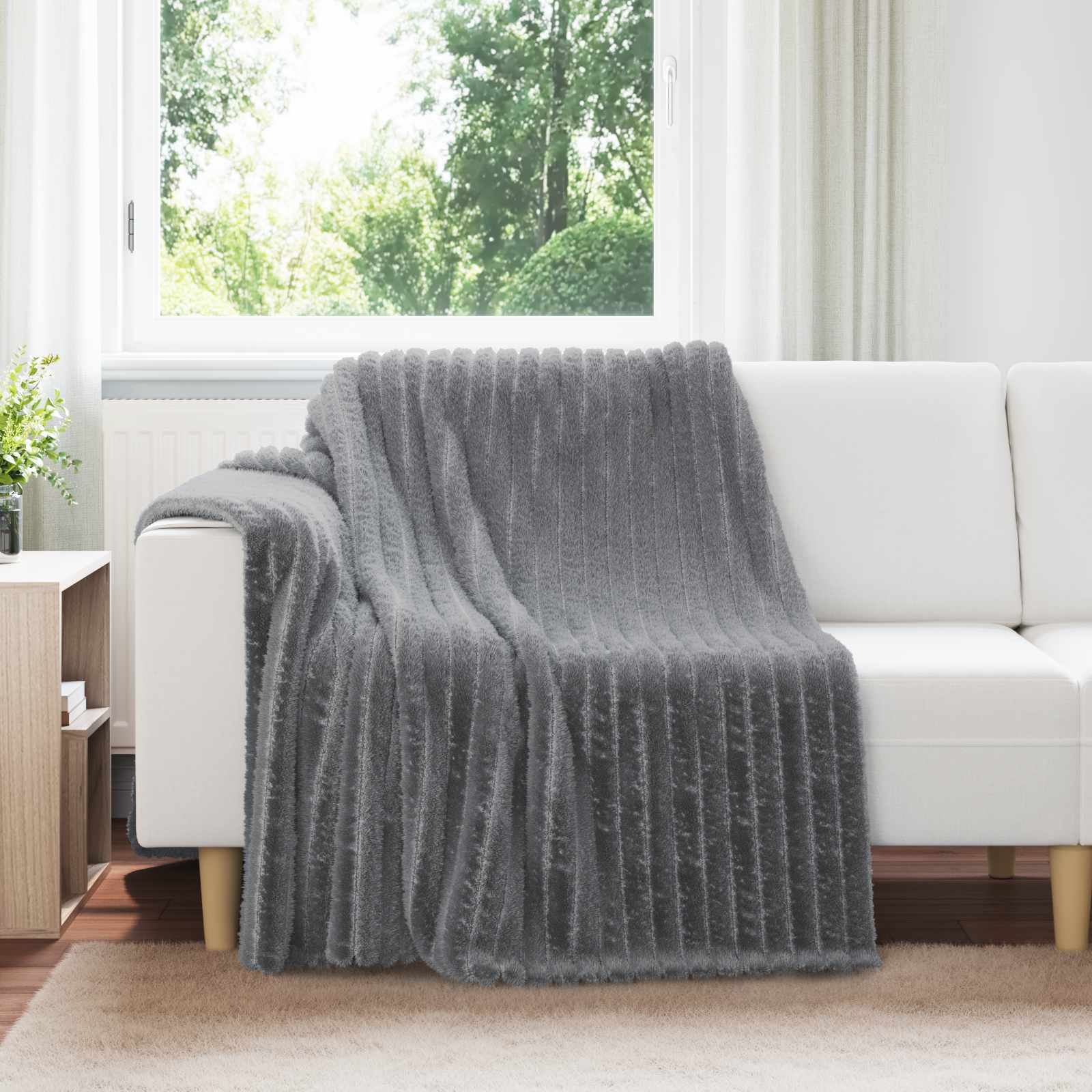 Dunkelgraue Fleece Überwurfdecke 200x150cm