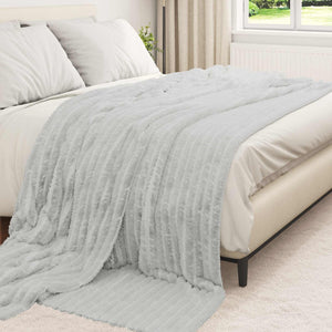 Graue Fleece Überwurfdecke 240x220 cm