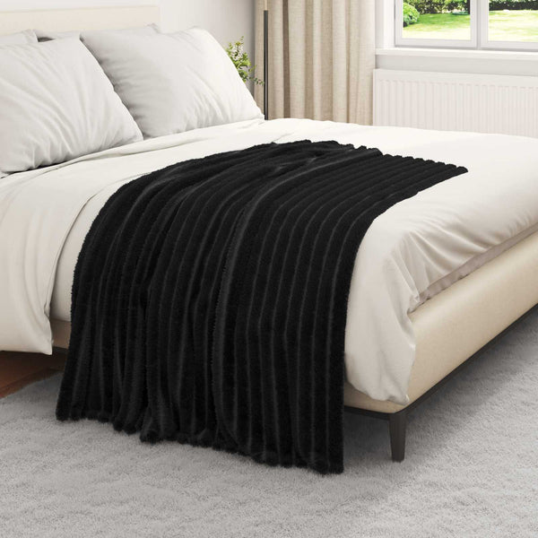 Schwarze Fleece Überwurfdecke 150x130cm
