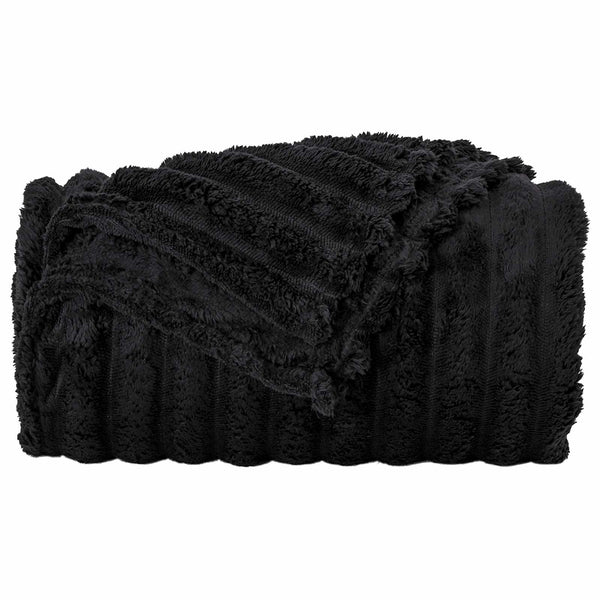Schwarze Fleece Überwurfdecke 150x130cm