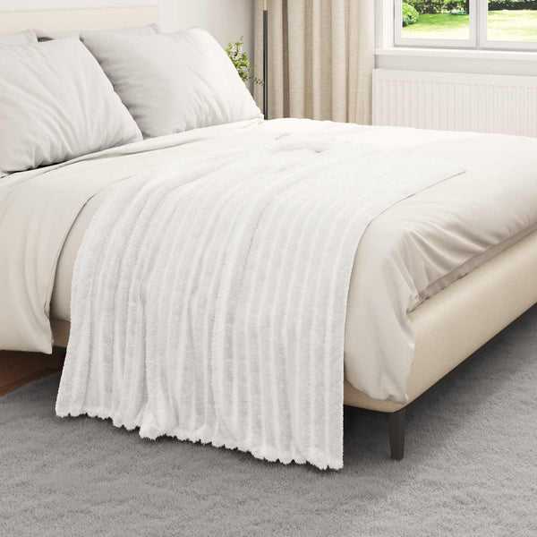 Weiße Fleece Überwurfdecke 150 x 130 cm