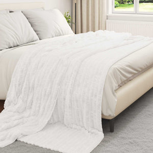 vidaXL Couverture polaire Blanche 240 x 220 cm
