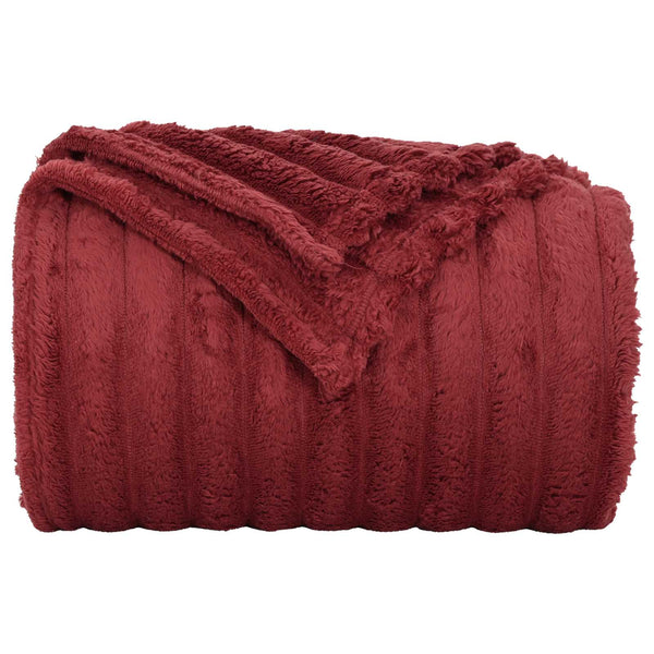 Bordeauxrote Fleece Überwurfdecke 270x240 cm