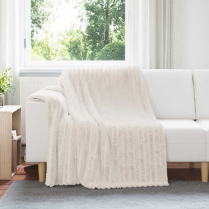 Creme Fleece Überwurfdecke 200x150 cm