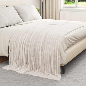 Creme Fleece Überwurfdecke 200x150 cm