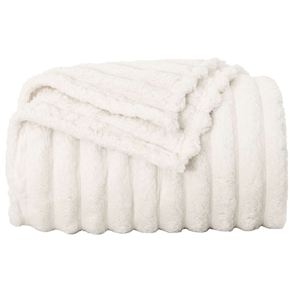 Creme Fleece Überwurfdecke 240 x 220 cm