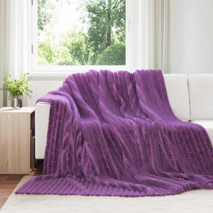 Lila Fleece Überwurfdecke 240x220 cm