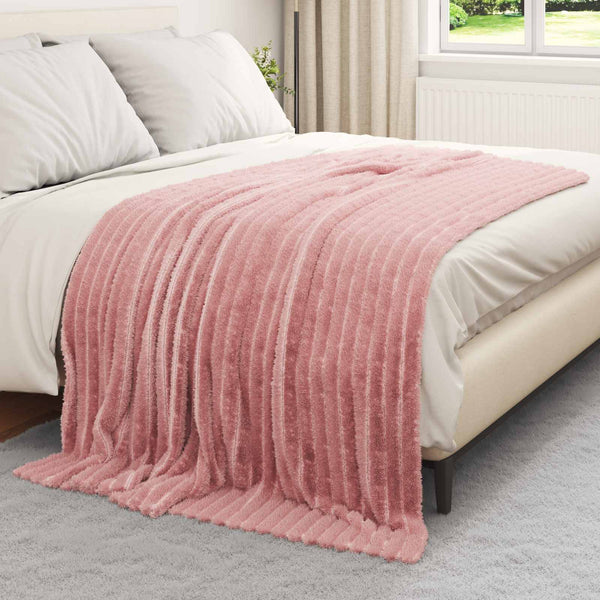 Rosa Fleece Überwurfdecke 200 x 150 cm