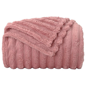 Rosa Fleece Überwurfdecke 240x220 cm
