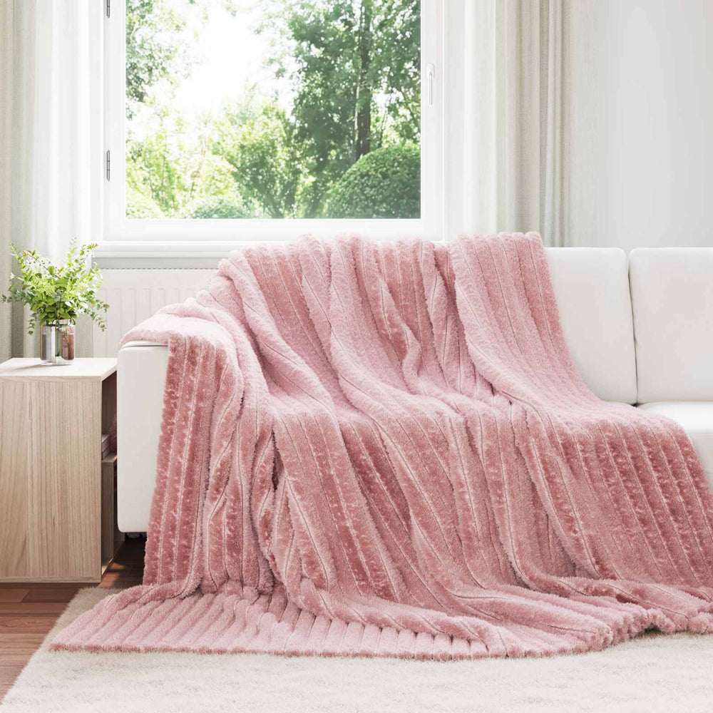 Rosa Fleece Überwurfdecke 270x240 cm