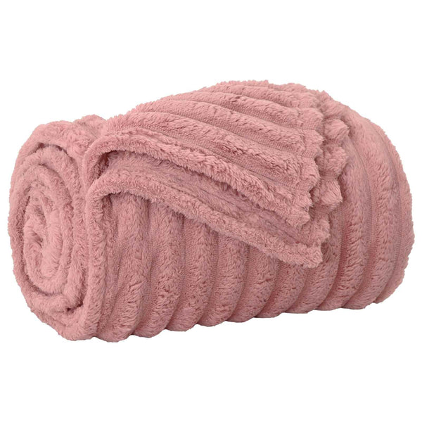 Rosa Fleece Überwurfdecke 270x240 cm