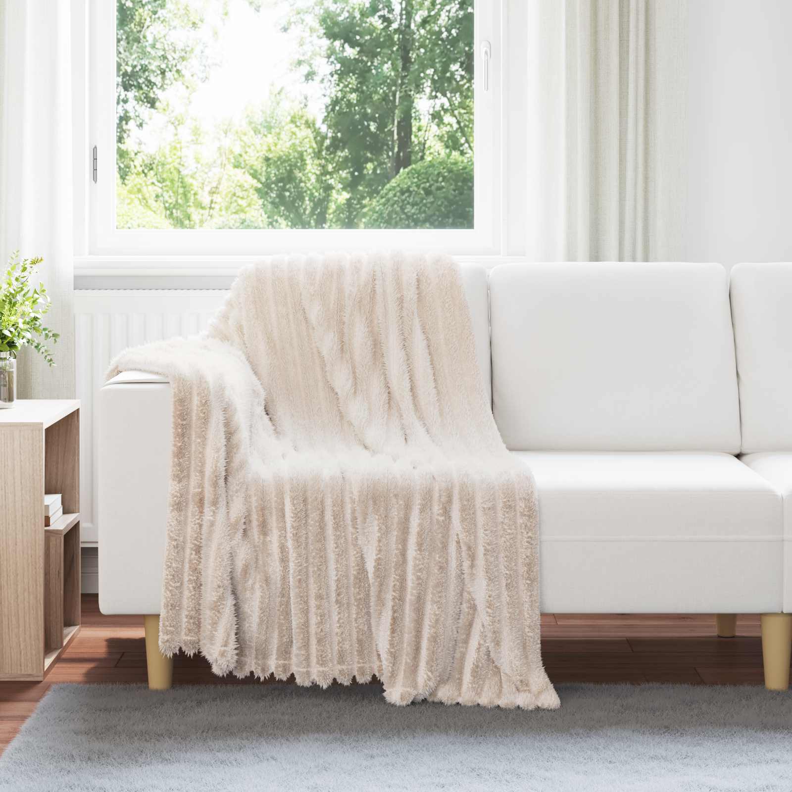 6er-Set Beige Fleecedecken 150x130 cm