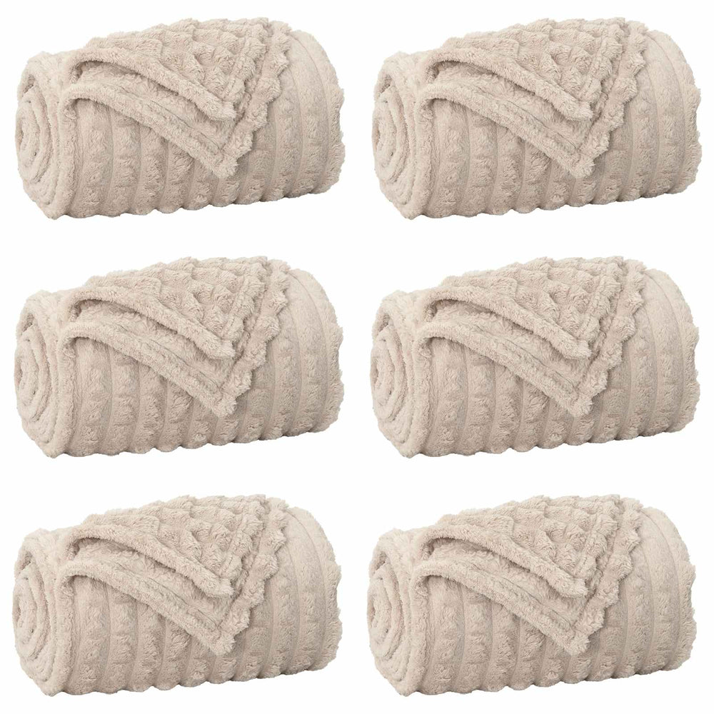 vidaXL Plaids 6 pcs Beige 270 x 240 cm Polaire