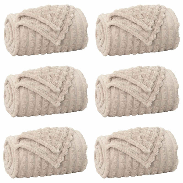 Fleece Decken Beige 270x240cm, 6er-Set
