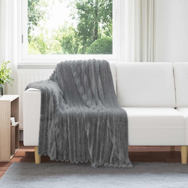 Wohndecken 6er-Set Dunkelgrau Fleece 150x130cm
