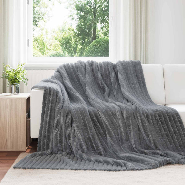 6er-Set Wohndecken Dunkelgrau 240x220 cm Fleece