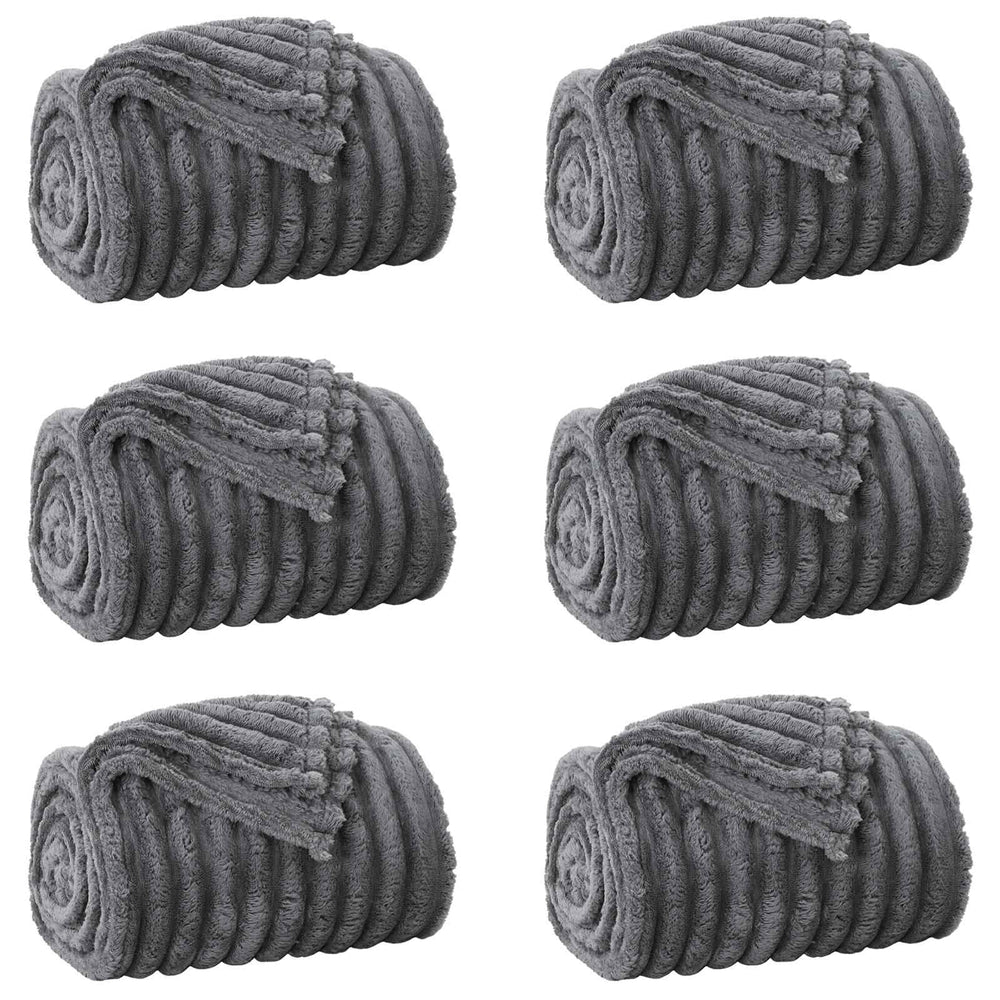 6er-Set Wohndecken Dunkelgrau 240x220 cm Fleece