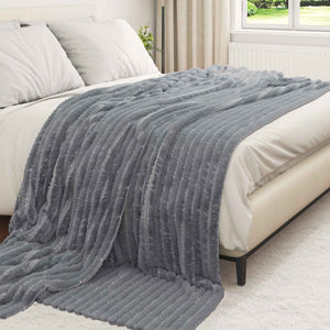 Fleece Decken 6er-Set Dunkelgrau 270x240 cm