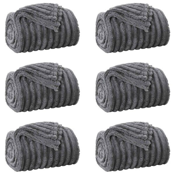 Fleece Decken 6er-Set Dunkelgrau 270x240 cm