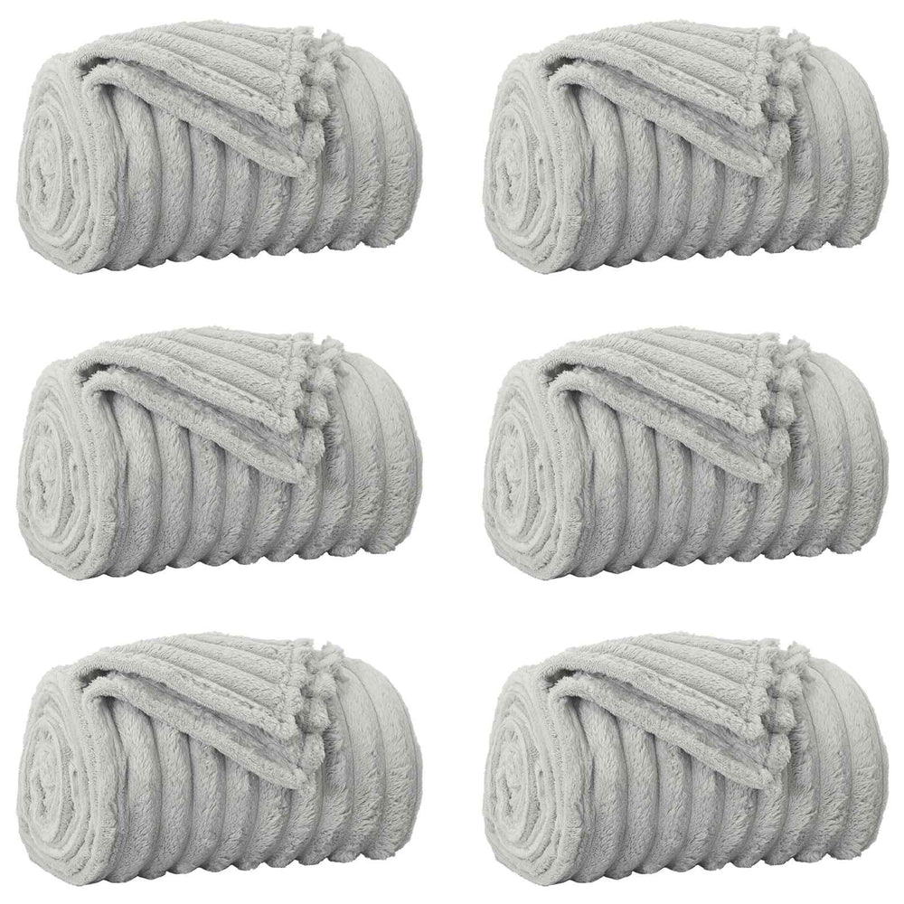 vidaXL Jetées de lit 6 pcs Gris 150 x 130 cm Polaire