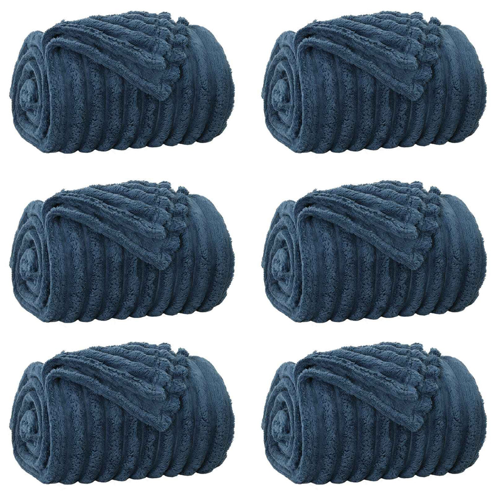vidaXL Plaids 6 pcs Bleu marine 200 x 150 cm Polaire