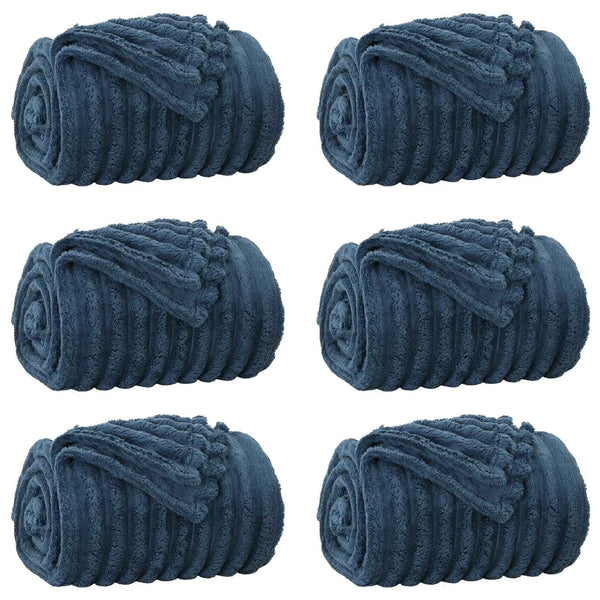 Marineblaue Fleece Decken, 6er-Set, 240x220cm