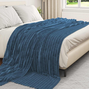 Marineblaue Fleece Decken 270x240cm, 6er Set