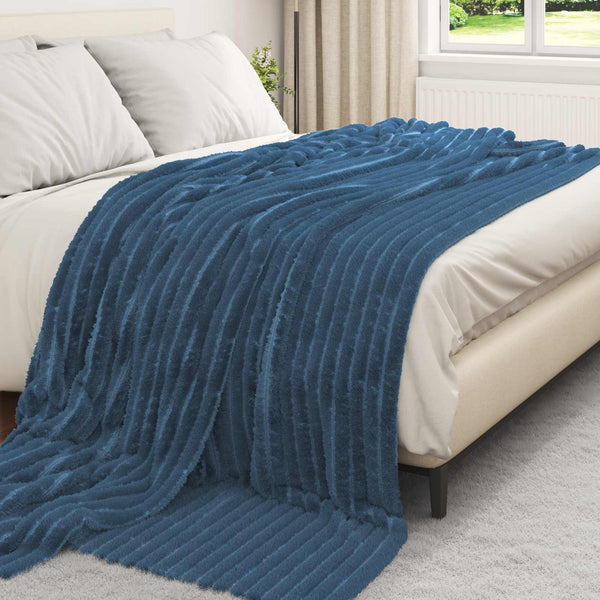 Marineblaue Fleece Decken 270x240cm, 6er Set