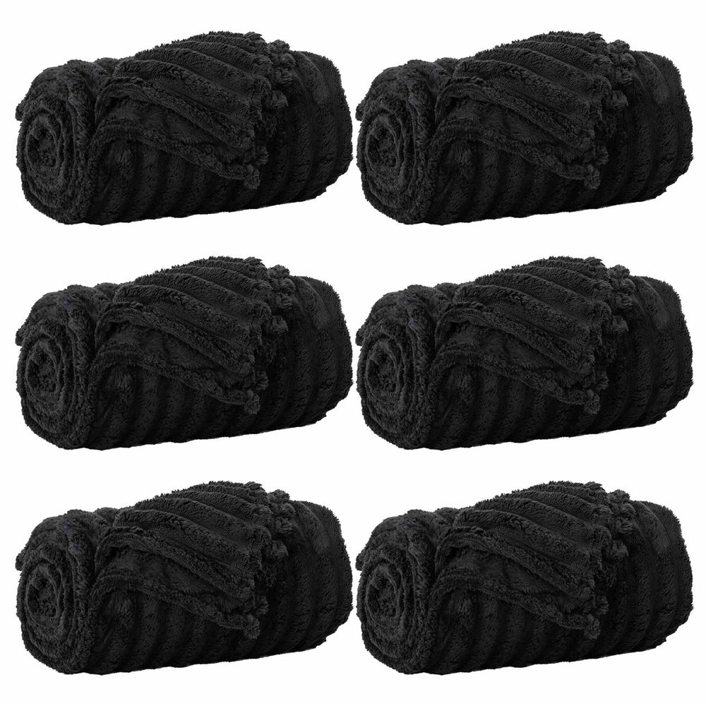 vidaXL Couvertures 6 pcs Noir 200 x 150 cm Polaire